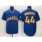 Seattle Mariners #44 Julio Rodriguez Blue JEROMEN 2023 City Connect Cool Base Stitched Jersey
