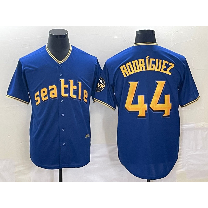 Seattle Mariners #44 Julio Rodriguez Blue JEROMEN 2023 City Connect Cool Base Stitched Jersey