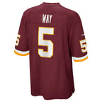 W.Football Team #5 Tress Way Game Jersey - Burgundy JEROMEN