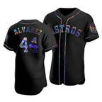 Houston Astros #44 Yordan Alvarez Iridescent Holographic Collection Jersey - Black JEROMEN