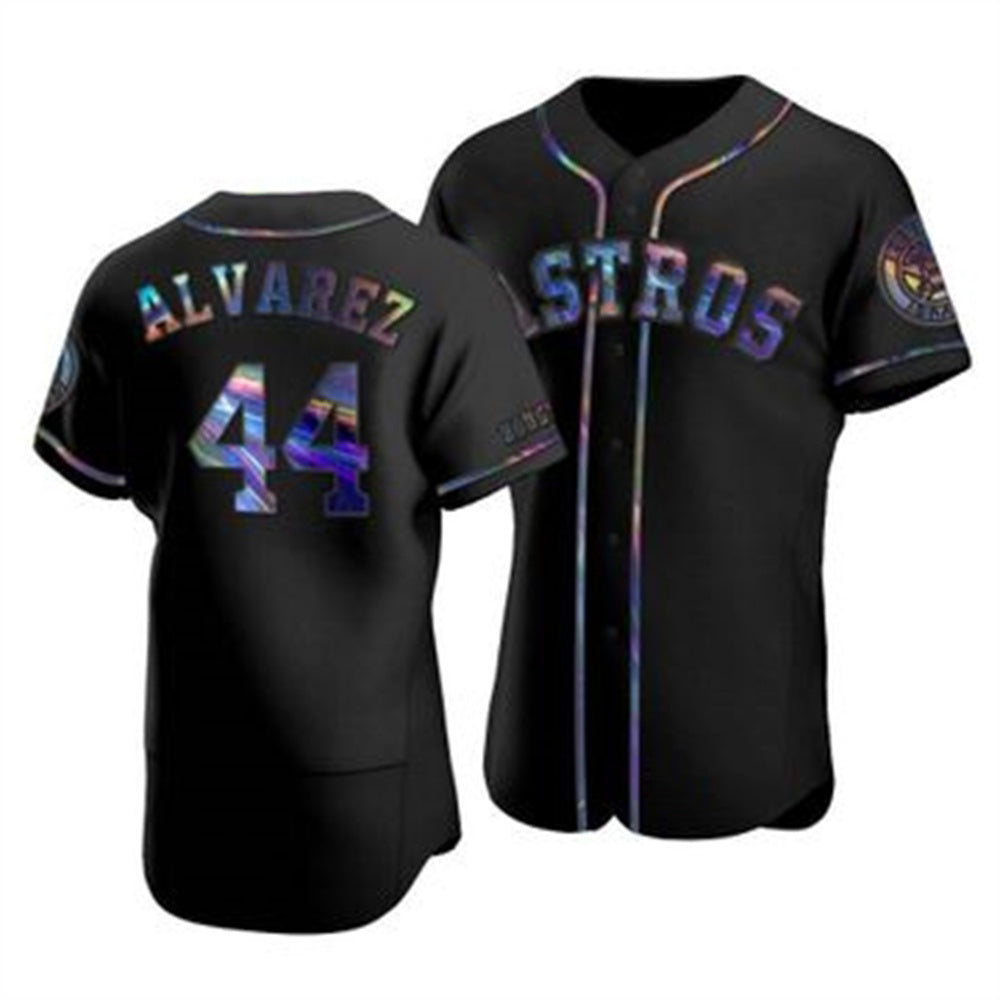 Houston Astros #44 Yordan Alvarez Iridescent Holographic Collection Jersey - Black JEROMEN