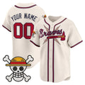 Custom Atlanta Braves x One Piece Cream JEROMEN Vapor Premier Limited Jersey - Stitched