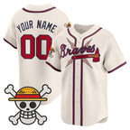Custom Atlanta Braves x One Piece Cream JEROMEN Vapor Premier Limited Jersey - Stitched