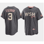 Washington Nationals #3 Alcides Escobar 2022 Grey JEROMEN City Connect Cherry Blossom Cool Base Stitched Jersey