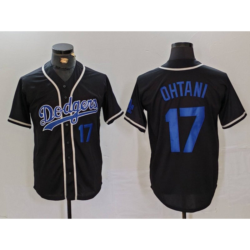 Los Angeles Dodgers #17 Shohei Ohtani Number Black JEROMEN Cool Base With Patch Stitched Jerseys