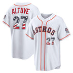 Houston Astros #27 Jose Altuve USA 250 Fourth of July Home Stadium Jersey - White JEROMEN