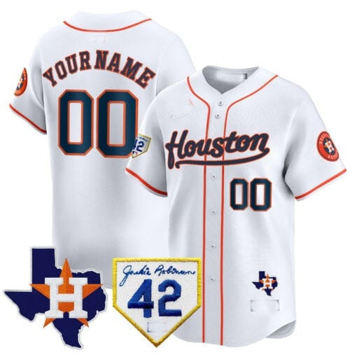 Custom Houston Astros 2024 Jackie Robinson Patch Vapor Premier Limited Jersey ¨C White 2 JEROMEN