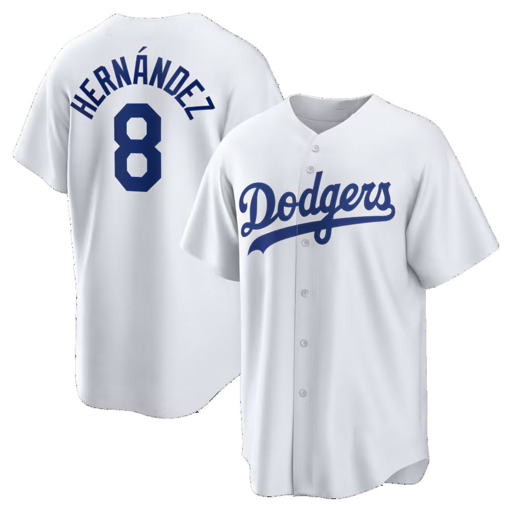 Los Angeles Dodgers #8 Enrique Hern¨¢ndez White JEROMEN Home Replica Jersey