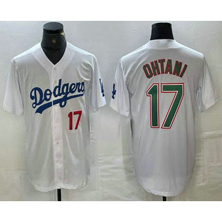 Los Angeles Dodgers #17 Shohei Ohtani Number White Green JEROMEN Stitched Cool Base Jersey 2