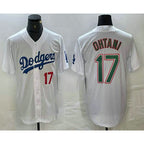 Los Angeles Dodgers #17 Shohei Ohtani Number White Green JEROMEN Stitched Cool Base Jersey 2