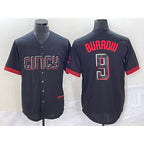 Cincinnati Reds #9 Joe Burrow Black JEROMEN 2023 City Connect Cool Base Stitched Jersey 2