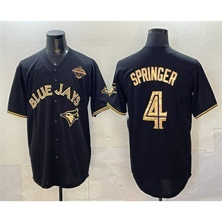 Toronto Blue Jays #4 George Springer Black Gold JEROMEN 2025 American League Champions Limited Stitched Jersey