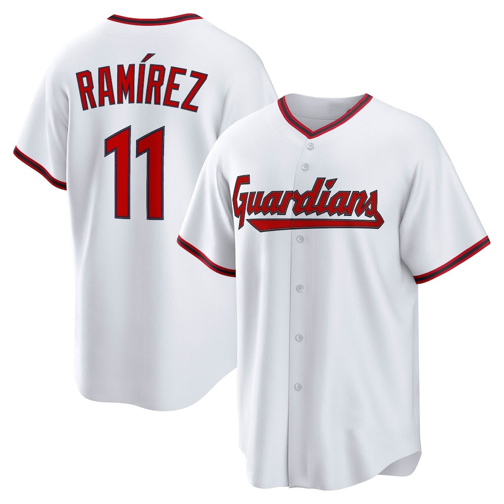 Cleveland Guardians #11 Jos¨¦ Ram¨ªrez White JEROMEN Home Replica Jersey