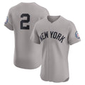 New York Yankees #2 Derek Jeter Gray JEROMEN Road 2020 Hall of Fame Induction Patch Elite Player Jersey