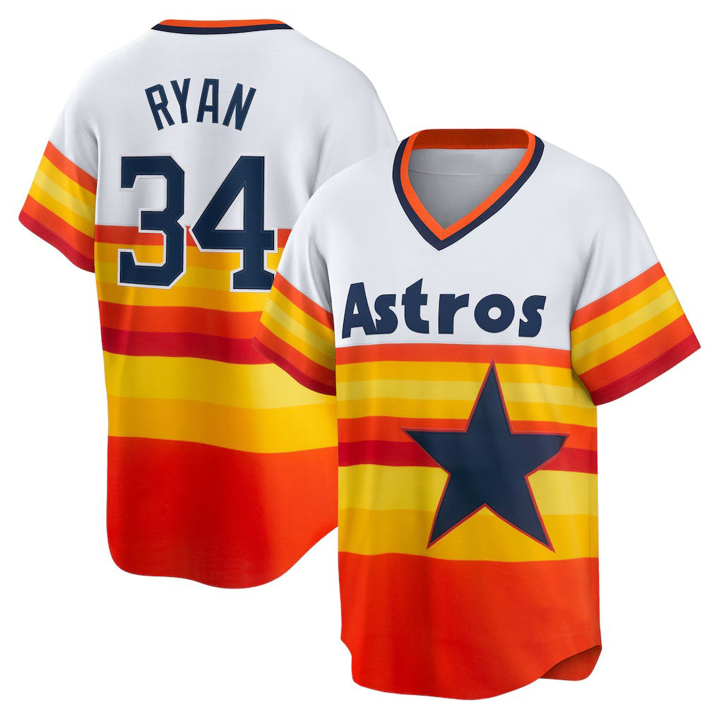 Houston Astros #34 Nolan Ryan White JEROMEN Home Cooperstown Collection Player Jersey