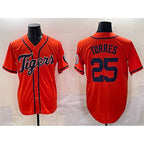 Detroit Tigers #25 Gleyber Torres Orange JEROMEN With Patch Vapor Premier Limited Stitched Jersey
