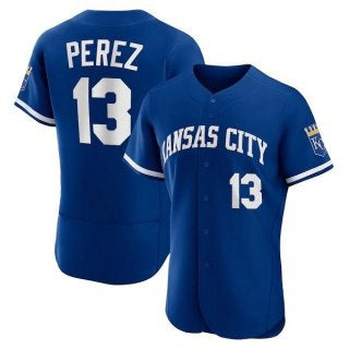 Kansas City Royals #13 Salvador Perez Blue JEROMEN Flex Base Stitched Jersey