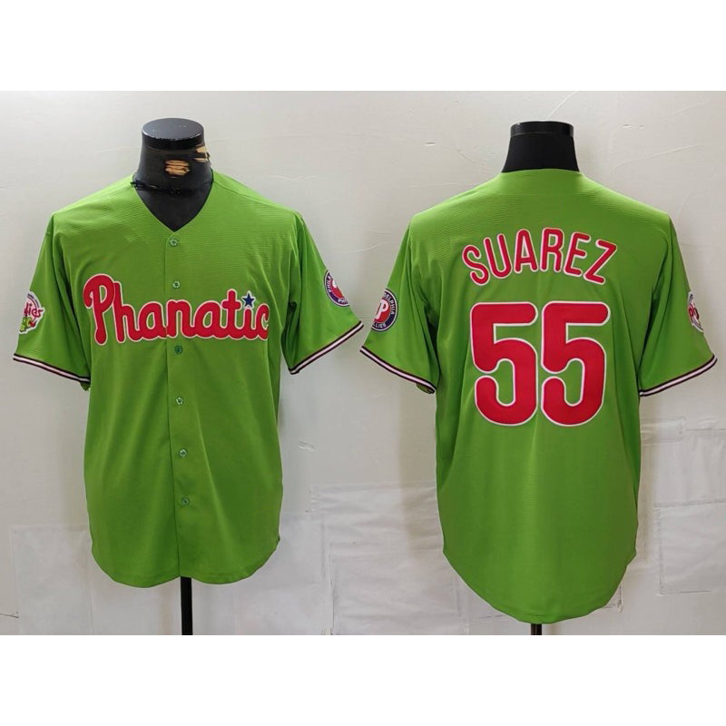 Philadelphia Phillies #55 Ranger Suarez Green JEROMEN With Patch Stitched Cool Base Jersey