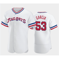 Texas Rangers #53 Adolis Garcia White JEROMEN Throwback Stitched Flex Base Jersey