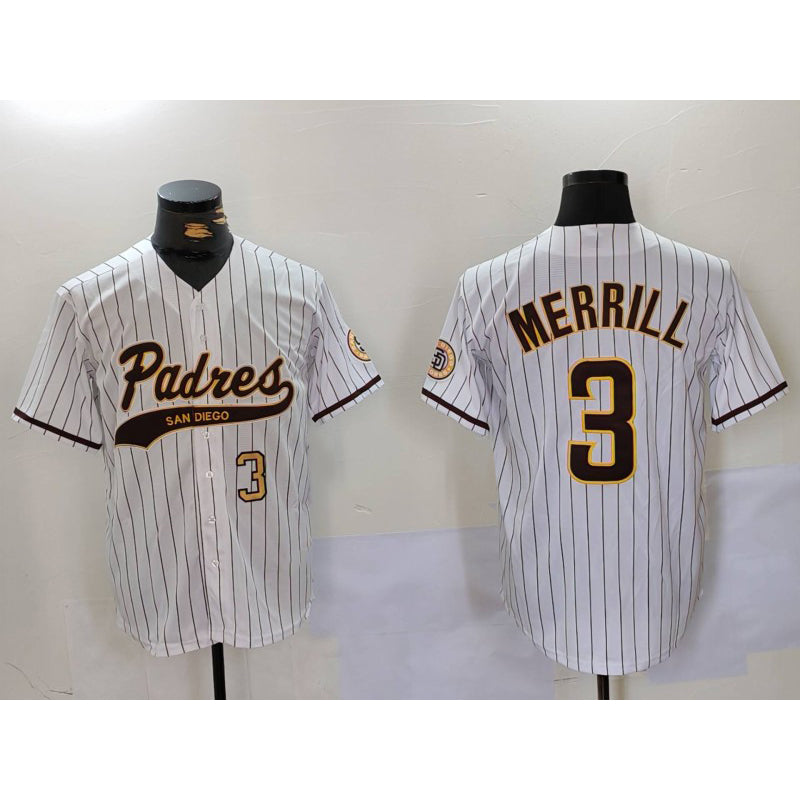 San Diego Padres #3 Jackson Merrill White JEROMEN 2023 Cool Base Stitched Jerseys
