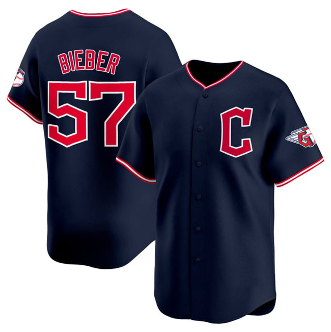 Cleveland Guardians #57 Shane Bieber Navy JEROMEN 2025 Alternate Limited Stitched Jersey