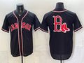 Boston Red Sox Team Big Logo 2026 Fashion Replica Black JEROMEN Out Stitched Jersey