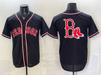 Boston Red Sox Team Big Logo 2026 Fashion Replica Black JEROMEN Out Stitched Jersey