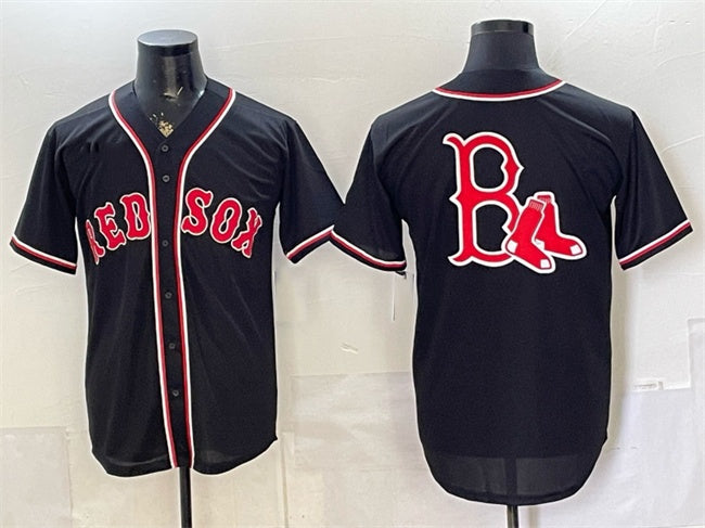 Boston Red Sox Team Big Logo 2026 Fashion Replica Black JEROMEN Out Stitched Jersey