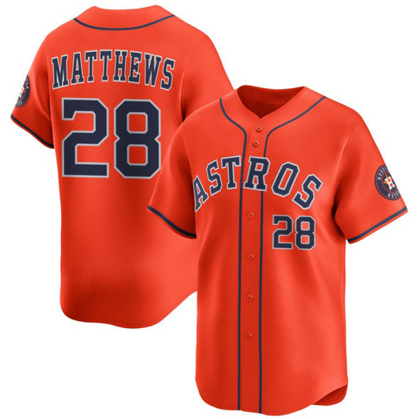 Houston Astros #28 Brice Matthews Orange JEROMEN 2025 Alternate Limited Stitched Jersey