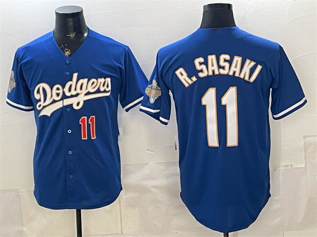 Los Angeles Dodgers #11 Roki Sasaki Royal JEROMEN 2026 Alternate Gold Collection Stadium Stitched Jersey