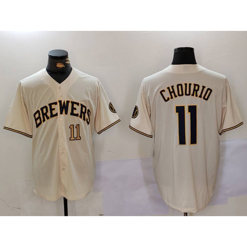 Milwaukee Brewers #11 Jackson Chourio Cream JEROMEN Stitched Cool Base Jerseys