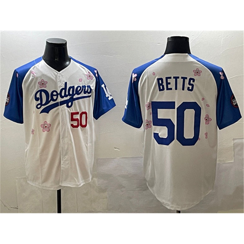 Los Angeles Dodgers #50 Mookie Betts White Royal JEROMEN 2025 Tokyo Series Limited Stitched Jersey
