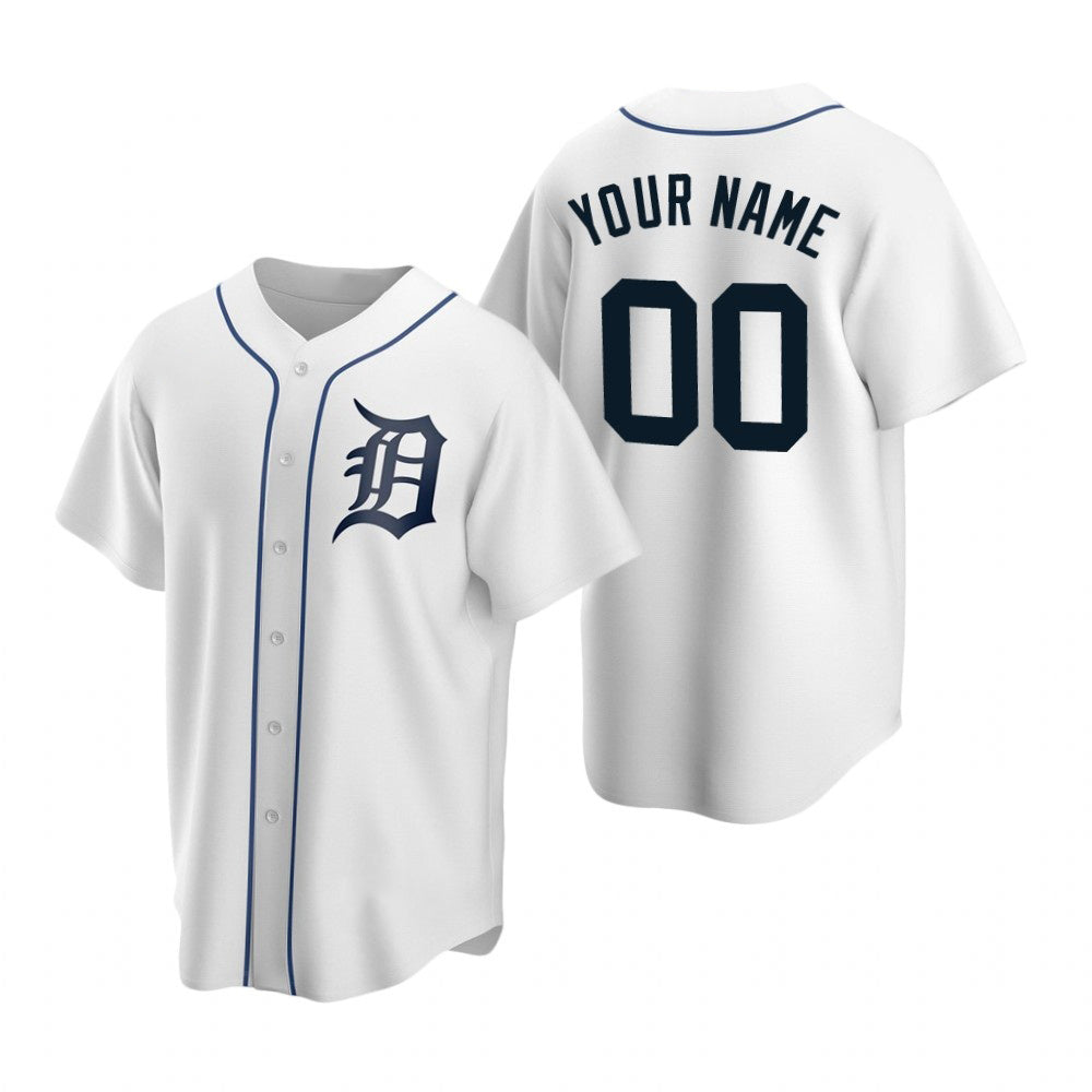 Custom Detroit Tigers White JEROMEN Stitched Cool Base Home Jersey