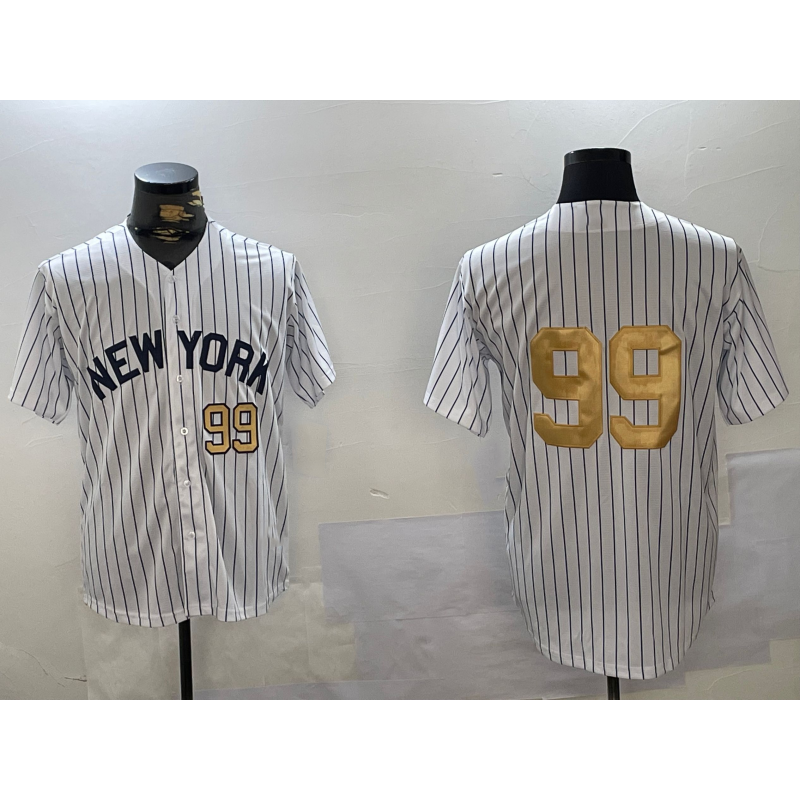 New York Yankees #99 Aaron Judge White JEROMEN Pinstripe Without Name Fashion Cool Base Jerseys