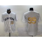 New York Yankees #99 Aaron Judge White JEROMEN Pinstripe Without Name Fashion Cool Base Jerseys