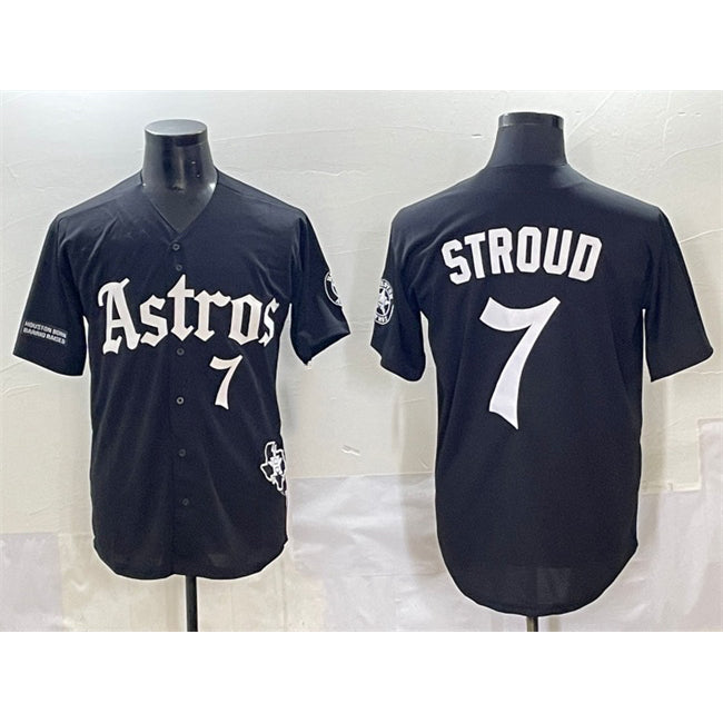 Houston Astros #7 C.J. Stroud Black JEROMEN Gothic 'Houston Born Barrio Raised' Limited Stitched Jersey
