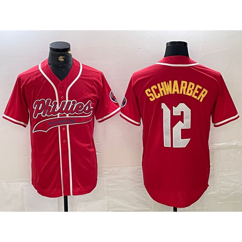 Philadelphia Phillies #12 Kyle Schwarber Red JEROMEN 2024 City Connect Limited Stitched Jersey 2