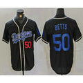 Los Angeles Dodgers #50 Mookie Betts Number Black JEROMEN Cool Base With Patch Stitched Jersey 2