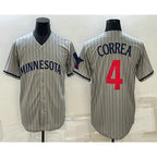 Minnesota Twins #4 Carlos Correa 2023 Grey JEROMEN Home Team Cool Base Stitched Jersey