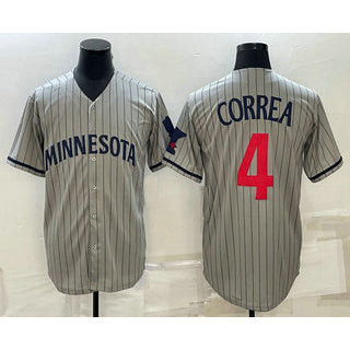 Minnesota Twins #4 Carlos Correa 2023 Grey JEROMEN Home Team Cool Base Stitched Jersey
