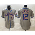 New York Mets #12 Francisco Lindor Number Grey JEROMEN Stitched Cool Base Jersey