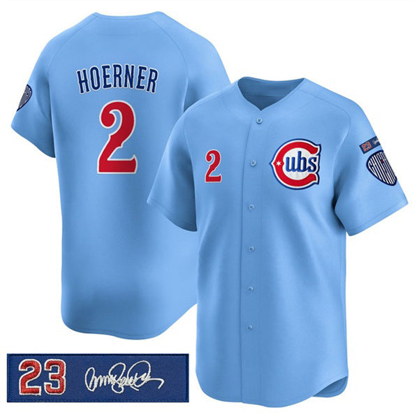 Chicago Cubs #2 Nico Hoerner Blue JEROMEN 'Ryne Sandberg Tribute' Vapor Limited V3 Stitched Jersey
