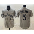 Los Angeles Dodgers #5 Freddie Freeman Grey JEROMEN LA Gothic Style With 2025 World Series Champions Patch Limited Stitched Jersey