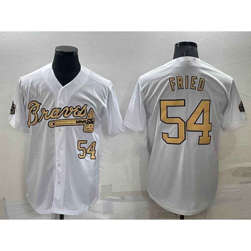 Atlanta Braves #54 Max Fried Number White JEROMEN 2022 All Star Stitched Cool Base Jersey
