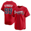 Atlanta Braves #99 Spencer Strider Red JEROMEN Alternate Limited Player Jersey