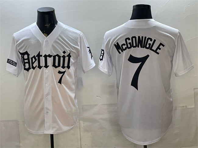 Detroit Tigers #7 Kevin McGonigle 2026 White JEROMEN 'Motor Gothic Edition' Vapor Premier Limited Stitched Jersey