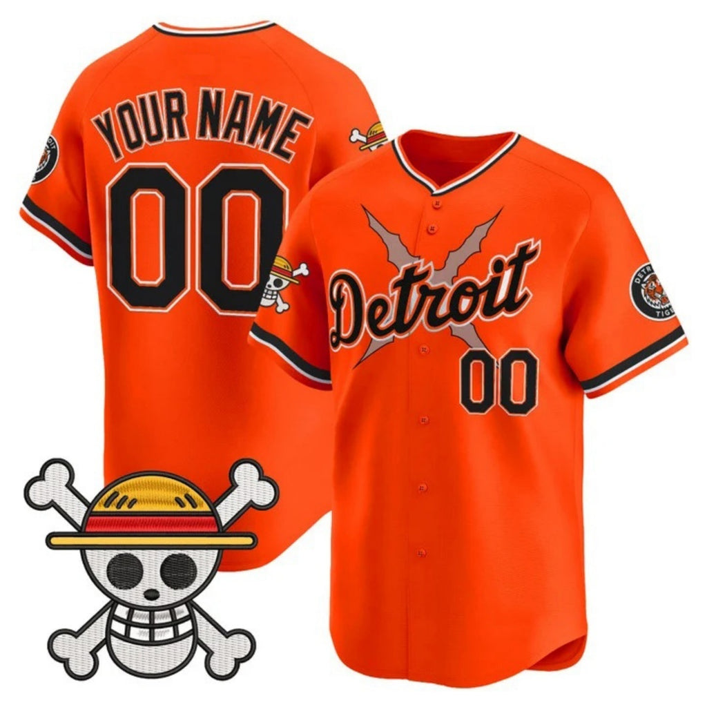 Custom Detroit Tigers x One Piece Orange JEROMEN Vapor Premier Limited Jersey - Stitched