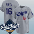 Los Angeles Dodgers #16 Will Smith Gray JEROMEN 2025 World Series Limited Stitched Jersey