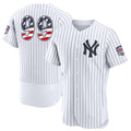 New York Yankees #99 Aaron Judge USA 250 Fourth of July Home Authentic Jersey - White JEROMEN