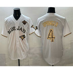 Toronto Blue Jays #4 George Springer White Gold JEROMEN 2025 American League Champions Limited Stitched Jersey